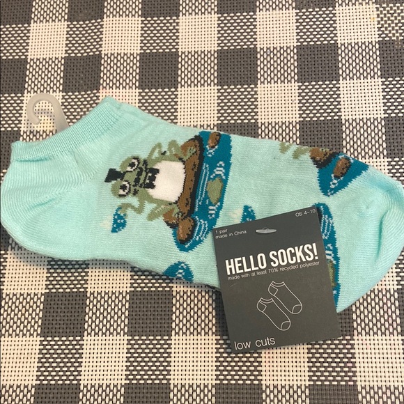 hello socks Accessories - Blue Casual Ankle Socks with Skateboarding Design